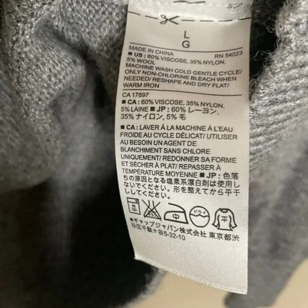 Banana Republic Grey Wool Blend Long Sleeve CrewNeck Sweater Men Size L Pullover